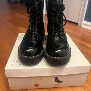 A New Day Caldwell Black Combat Boots NWT